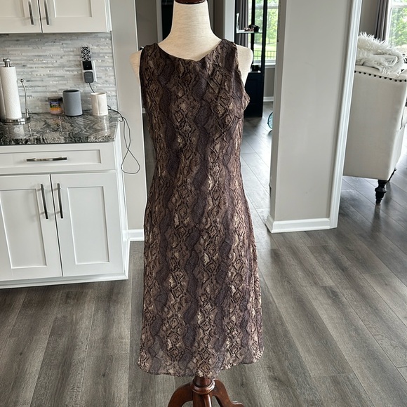 B. Moss brown snakeskin print dress size small - Picture 1 of 10
